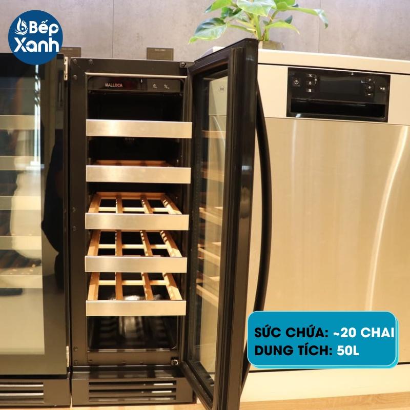 Tủ Bảo Quản Rượu Malloca MWC 20BG - Sức Chứa 20 Chai - Dung Tích 50L - Hàng Chính Hãng