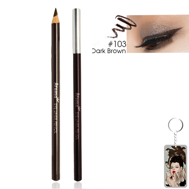 Chì vẽ mí mắt Aroma Eyeliner Pencil Hàn Quốc No.103 Black Brown tặng kèm móc khoá