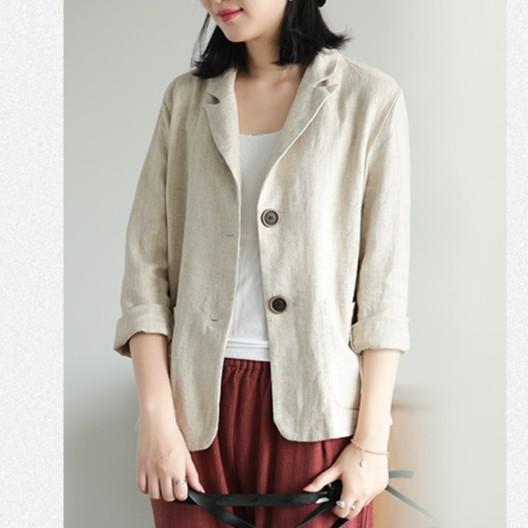 Áo vest Blazer Linen nữ 1 lớp, chất vải linen mềm mại, thời trang thu đông.