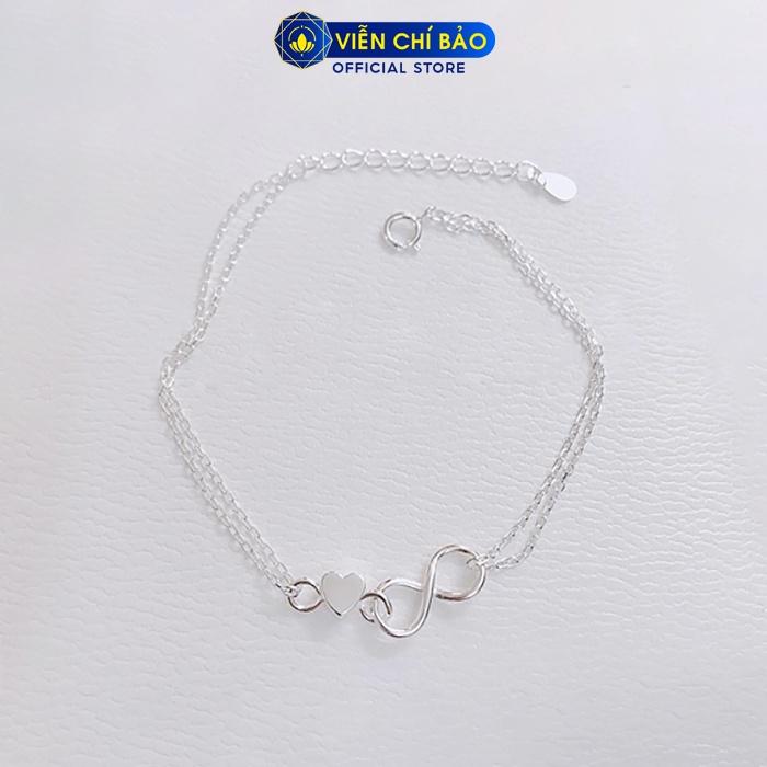 Lắc tay bạc nữ Trái tim Vô cực, vòng tay nữ bạc 925 thời trang phụ kiện trang sức nữ Viễn Chí Bảo L400479