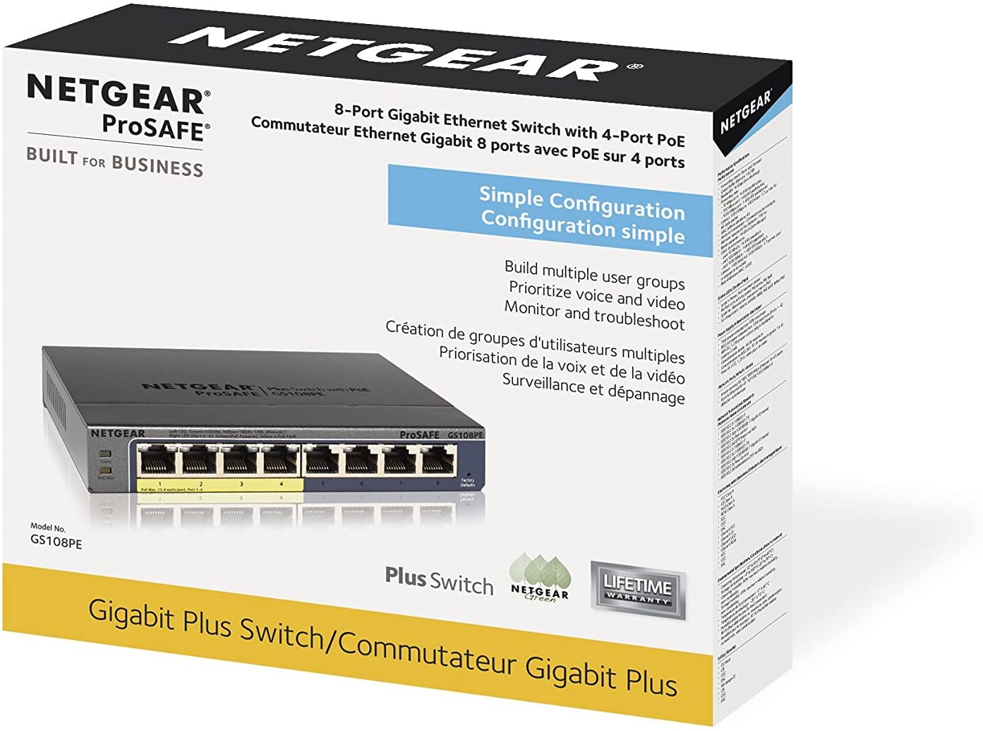 Bộ Chia Mạng Để Bàn 8 Cổng 10/100/1000M Với 4 Cổng PoE Gigabit Ethernet Smart Switch Netgear GS108PE - Hàng Chính Hãng