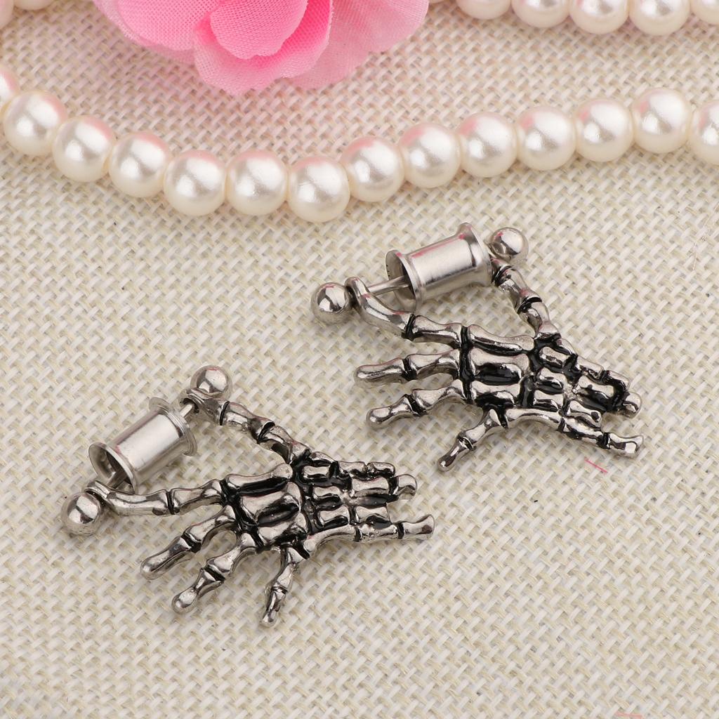 2 Pieces Stainless Steel Skeleton Hand Ear Plugs Tunnel Expander Gauges
