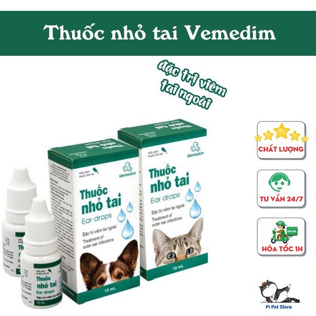 Nhỏ tai Vimedim loại bỏ viêm tai ngoài cho chó mèo - 10ml