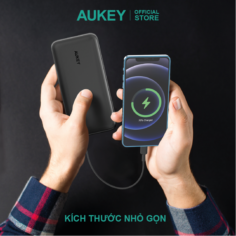 Pin dự phòng 20000mAh sạc nhanh 22.5W Aukey PB-N74S màu đen, hàng chính hãng