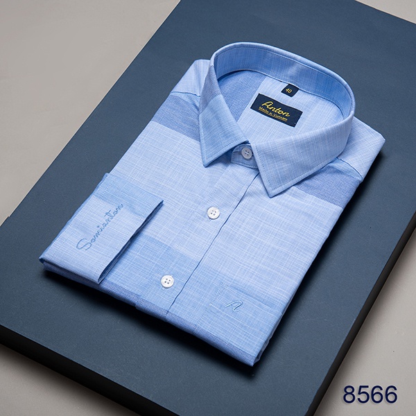 Áo Sơ Mi Nam Thương Hiệu Anton Dài Tay Công Sở Trung Niên Vải Cotton Họa Tiết Kẻ Caro Màu Xanh - Y8566 - 39