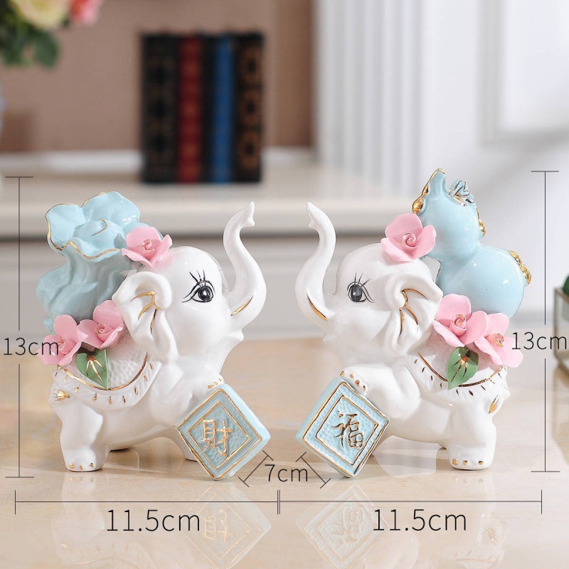 Cặp voi phong thủy cầu may mắn tài lộc - mẫu 01 size 13cm