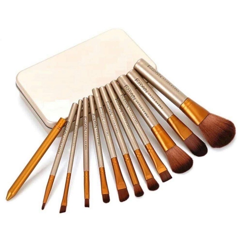 Hộp  cọ trang điểm 12 món .lông mịn ,mềm đa năng trang điểm ,kèm hộp thiếc cho chị em làm đẹp