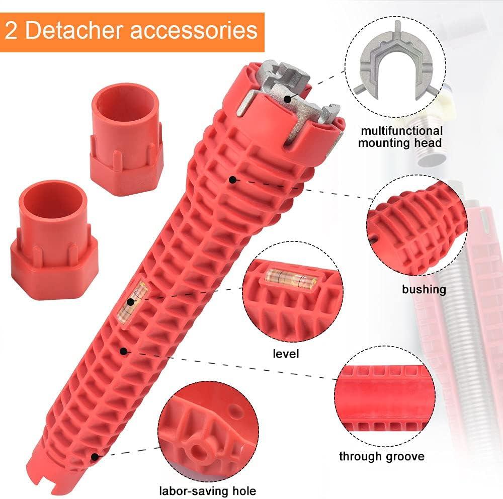 Cờ lê vặn vòi đa năng Cờ lê ống trộn hai đầu có ổ cắm Cờ lê tháo rời Vòi chống trượt Dễ dàng sử dụng cho nhà bếp, phòng tắm, vòi, bồn rửa, Thợ sửa ống nước - Đỏ