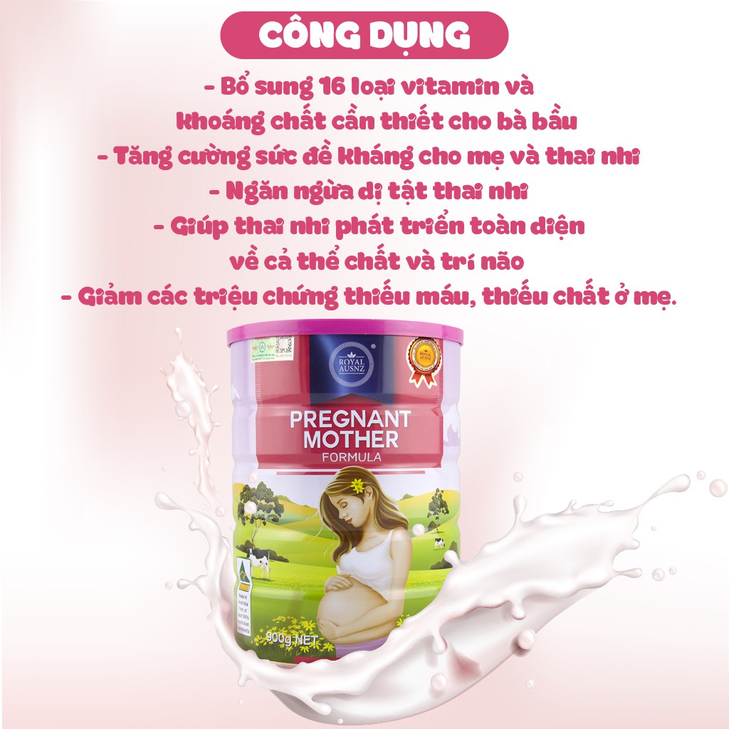 Combo 3 Hộp Sữa Bột Pregnant Mother Formula ROYAL AUSNZ Bổ Sung Vitamin Và Khoáng Chất Cho Phụ Nữ Mang Thai 900g/hộp