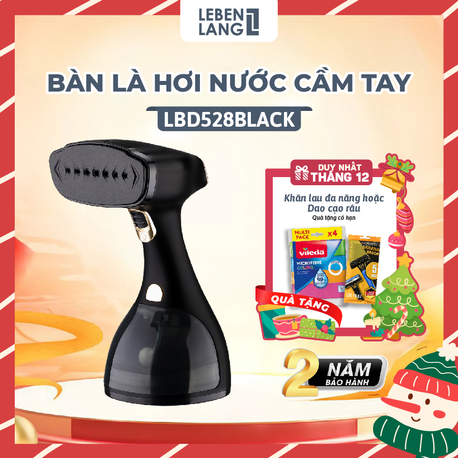 Bàn là hơi nước cầm tay Lebenlang công suất 1500W, dung tích 300ml model LBD528 - hàng chính hãng - Màu đen