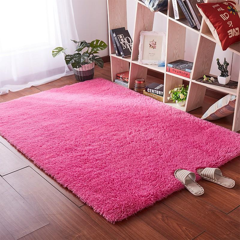 Thảm Lông Xù Màu Đỏ Hoa Hồng | 160x200cm | Thảm Trang Trí Phòng Khách - Phòng Ngủ - Thảm Trải Sofa - Thảm Dành Cho Bé