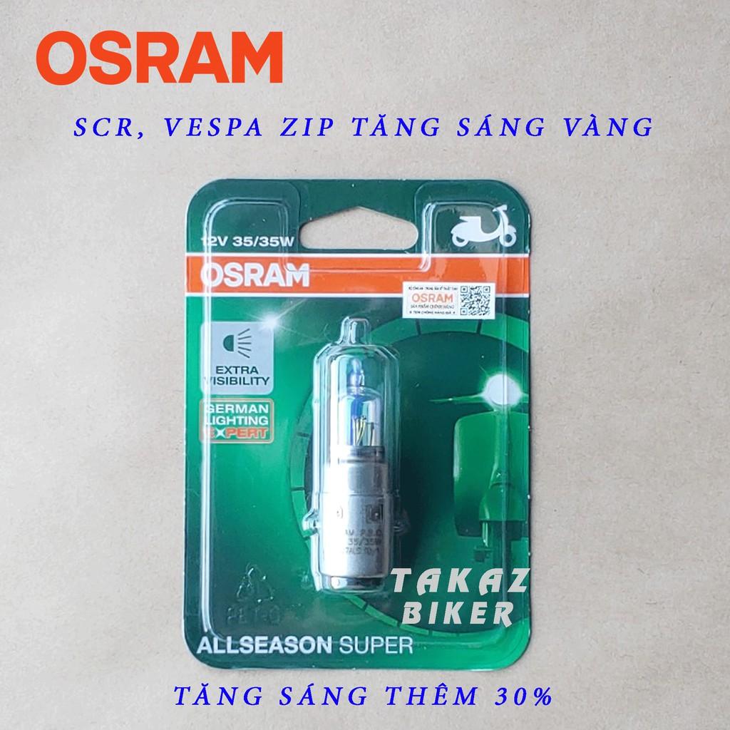 Bóng đèn HALOGEN OSRAM SCR - Vespa Zip - Tăng Sáng + 30% Vàng Phá Sương nhập khẩu