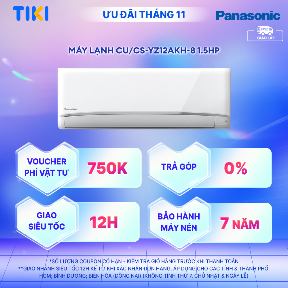 Điều hòa Panasonic Inverter CU/CS-YZ12AKH-8 - 1.5HP - Hai chiều - Lọc không khí bụi mịn tới 99%