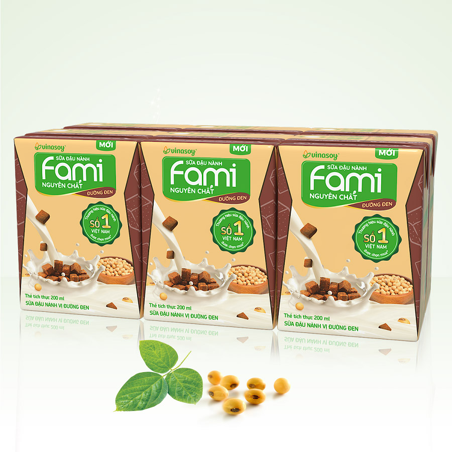 Thùng Sữa Đậu Nành Fami Nguyên Chất Vị Đường Đen