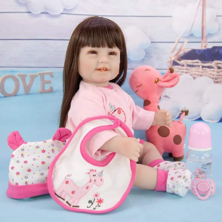 Búp Bê Mắt Tít Có Răng Áo Hồng KEIUMI Collection 55 cm 22 inch Reborn Vinyl Doll PVN3400