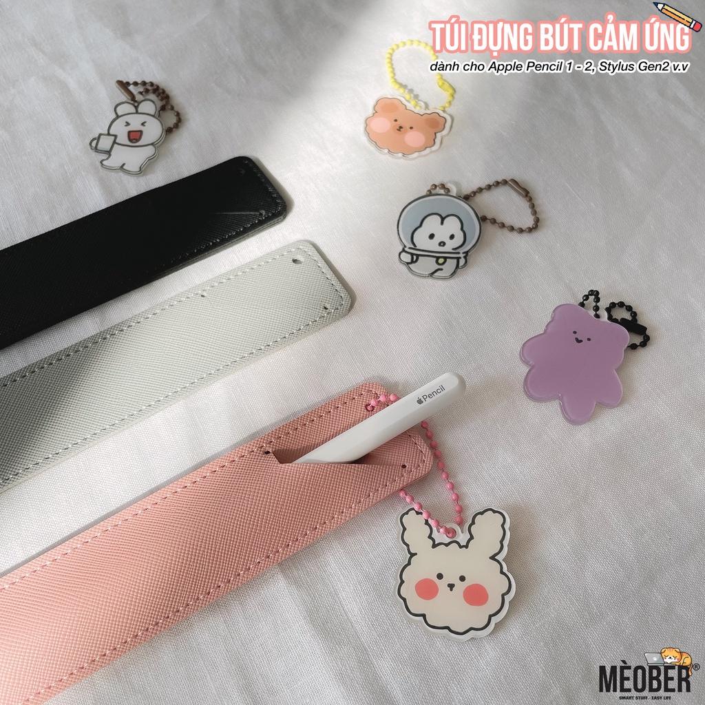 Túi đựng bút cảm ứng dành cho Apple Pencil 1 &amp; 2, Stylus Gen2 - Chất liệu da PU Cao cấp, Tặng kèm keychain cute