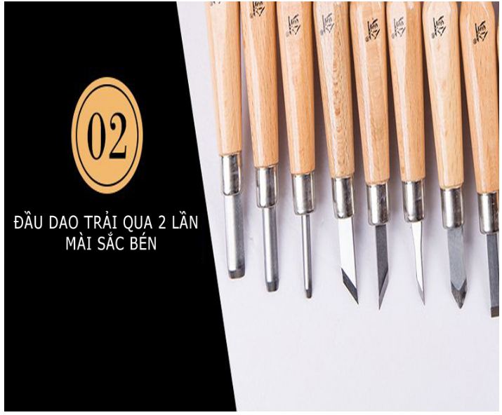 Bộ 12 dao đục khắc gỗ mỹ nghệ