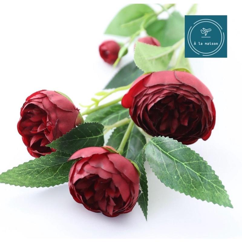 Cành hoa trà cao 58cm sang trọng dùng trong thiết kế trang trí nhà cửa, hoa lụa cao cấp, hoa cưới hoa cô dâu