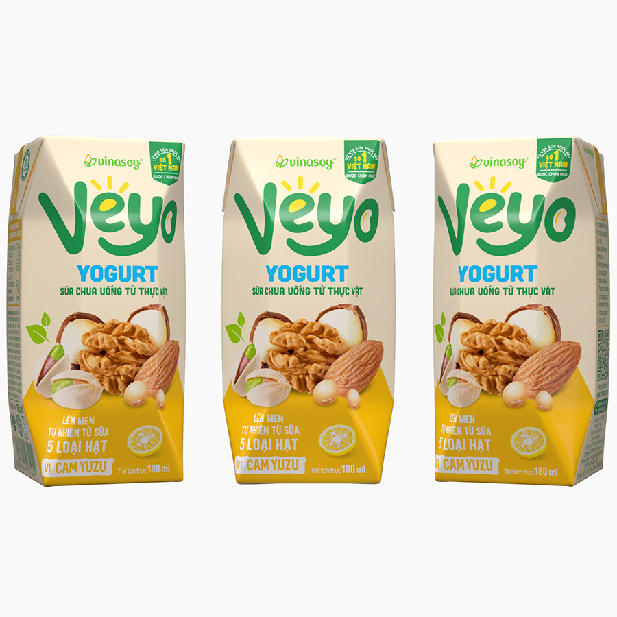 Hình ảnh Thùng Sữa chua uống từ thực vật Veyo Yogurt ( 180ml x 30 Hộp) - Vị Cam Yuzu