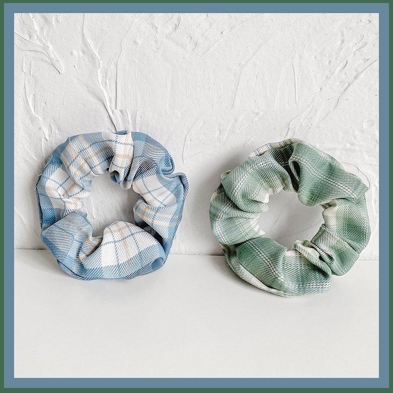 Scrunchies buộc tóc  nhiều họa tiết; tông màu xanh lá nữ tính thanh lịch PK705
