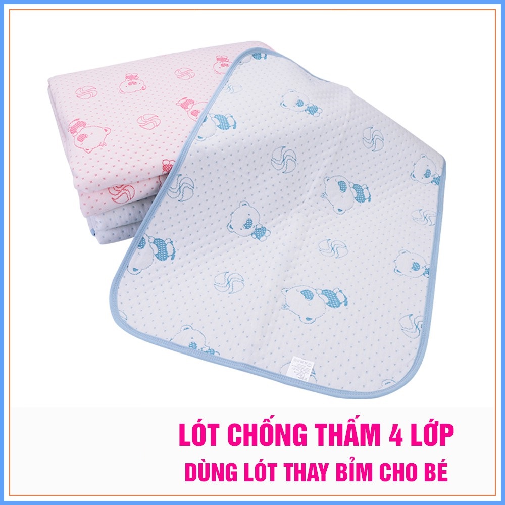 Tấm lót chống thấm coton 4 lớp đa chiều cho bé