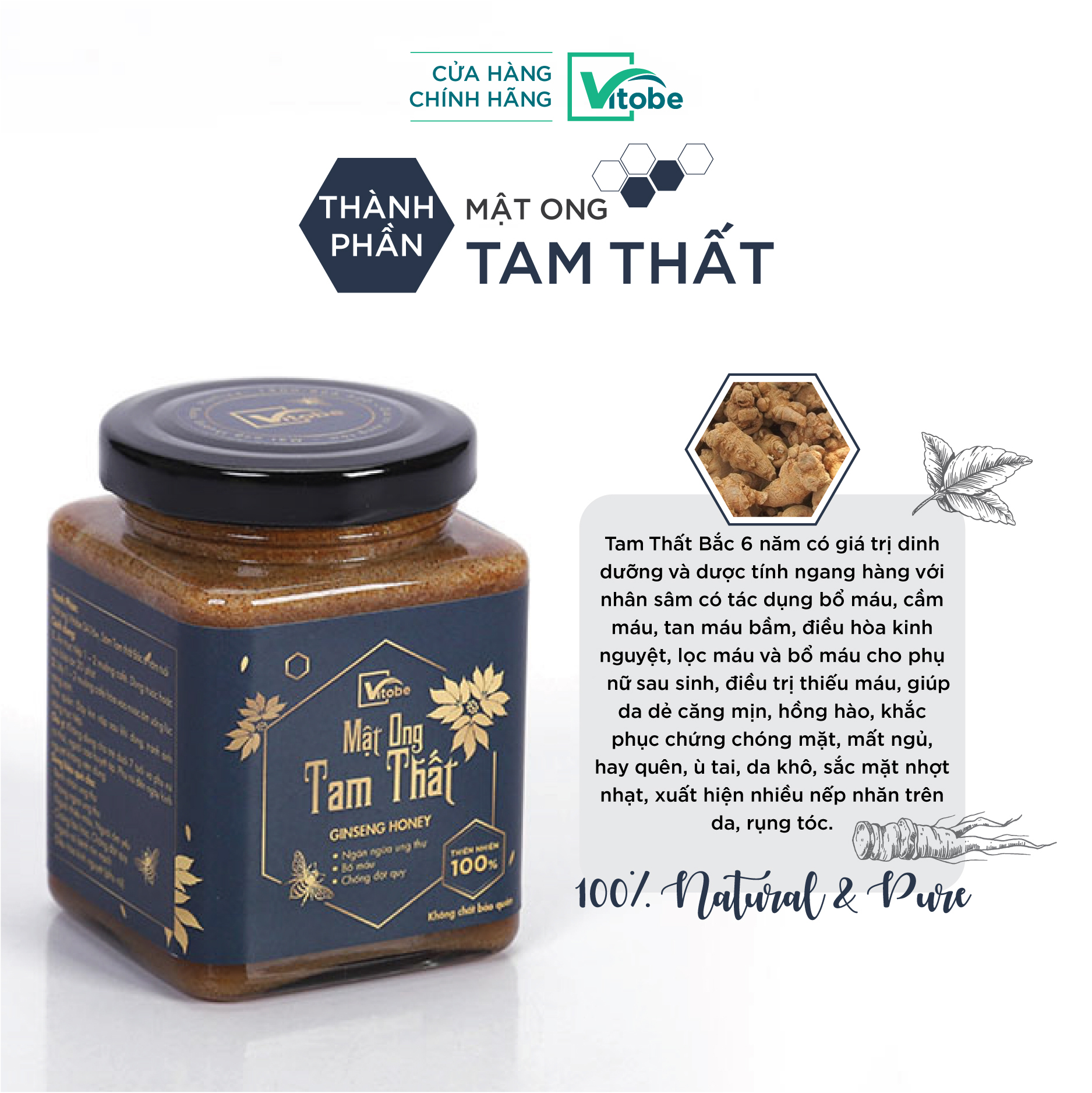 Mật ong tam thất Vitobe - Hữu cơ 100%