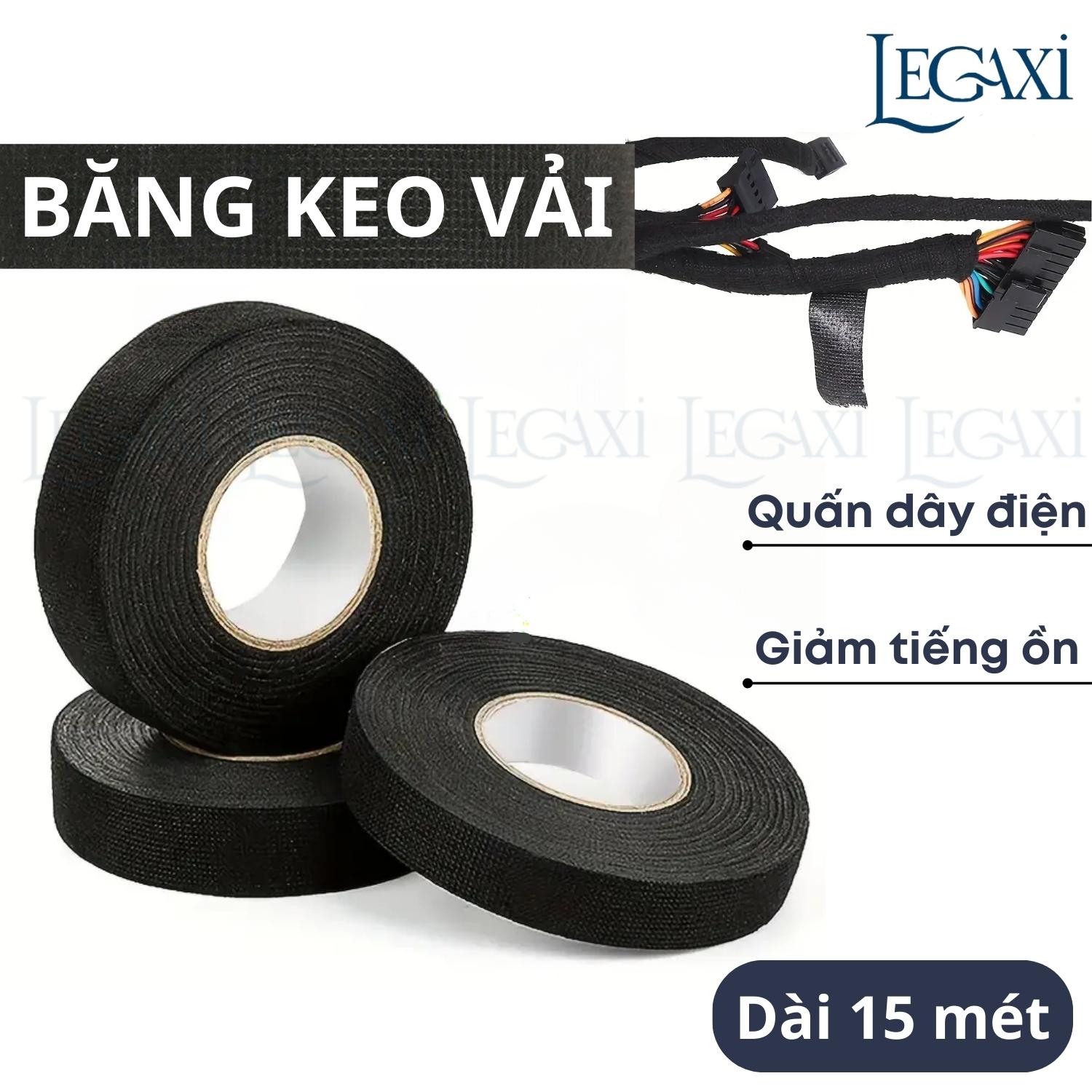 Băng keo vải quấn dây điện, cuộn dính dán ô tô xe hơi dài 15 mét cách điện chịu nhiệt giảm tiếng ồn động cơ Legaxi