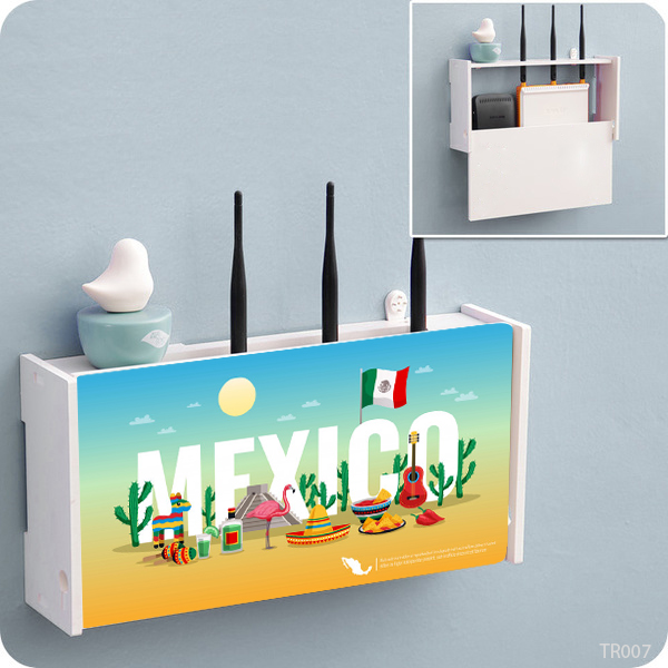 Kệ đựng modem wifi MEXICO treo tường không khoan tặng kèm móc treo