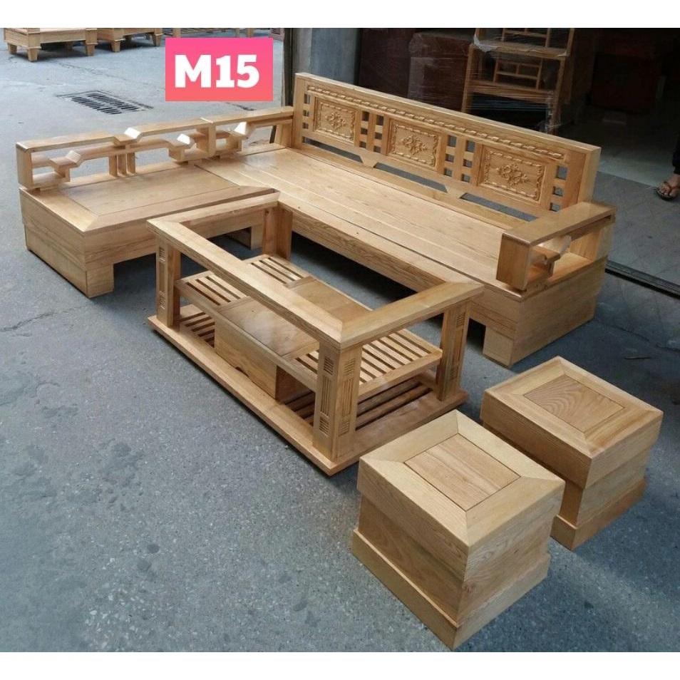 Bàn ghế phòng khách Bộ Hoàng cung màu óc chó gỗ Sồi Nga mẫu M30