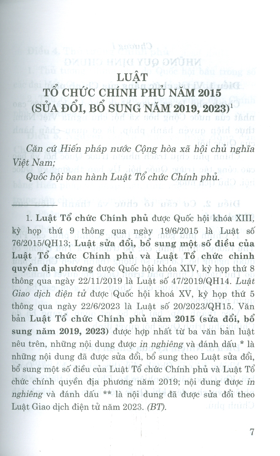 Luật Tổ Chức Chính Phủ Năm 2015 (Sửa Đổi, Bổ Sung Năm 2019, 2023)