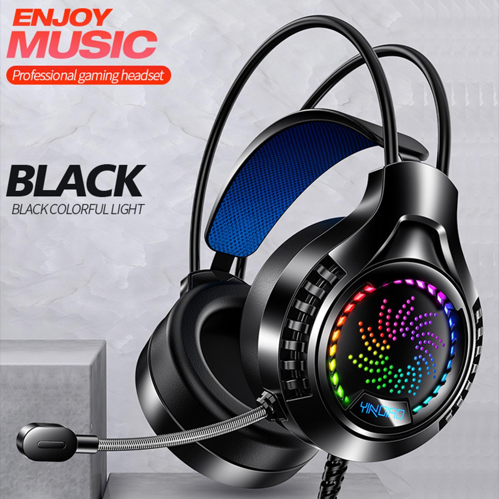 Gaming Headset Soft Earmuffs Noise Canceling with Light for