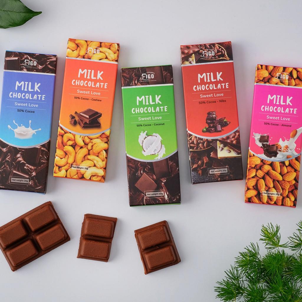 Kẹo socola sữa hạt Hạnh nhân 20g 50% cacao Figo