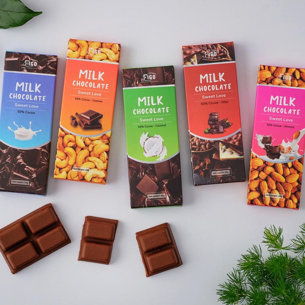 Milk Chocolate Hạt hạnh nhân 20g 50% cacao FIGO VIET NAM