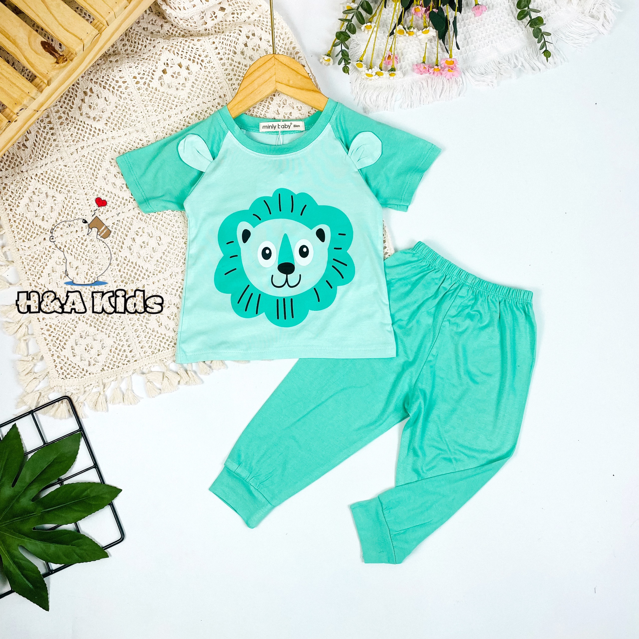 Bộ dài Minly bé trai in hình thú