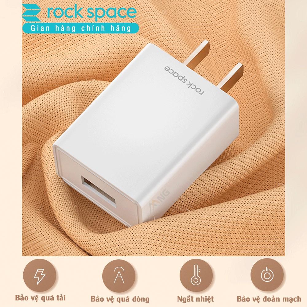 Củ Sạc Rockspace T6 plus 2A ,1 cổng dành cho Iphone ,1 cổng USB dành cho Samsung Huawei Vsmart Oppo iPad máy tính bảng - Hàng chính hãng 