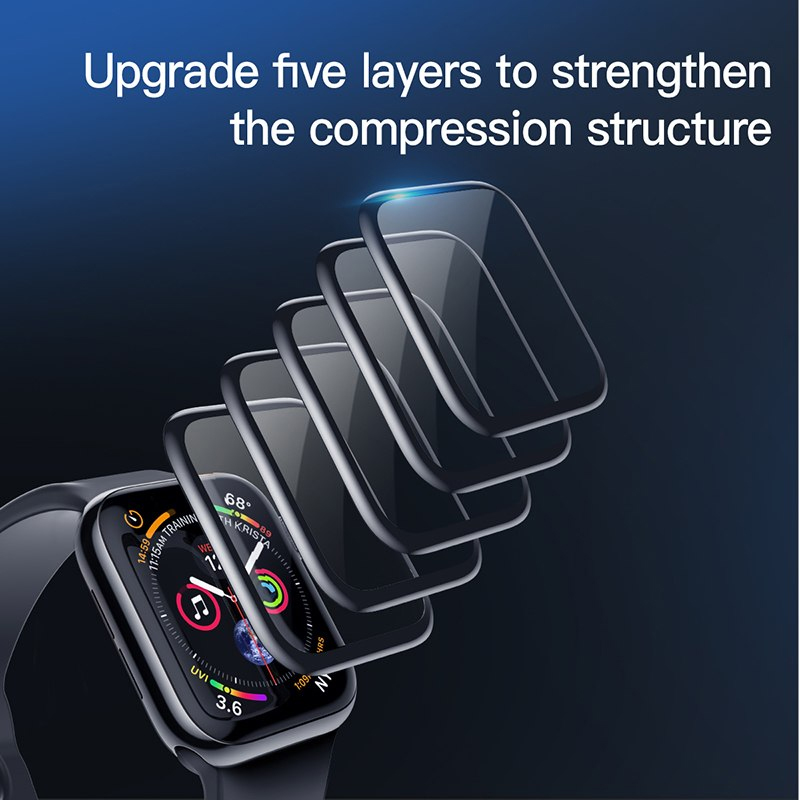Miếng dán kính cường lực Full 3D BASEUS cho Apple Watch 44mm (Mỏng 0.3mm, Full HD, Vát cạnh 3D, hạn chế vân tay) - Hàng chính hãng