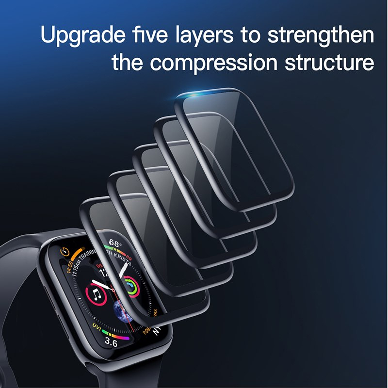 Miếng dán kính cường lực Full 3D BASEUS cho Apple Watch 44mm - Hàng chính hãng
