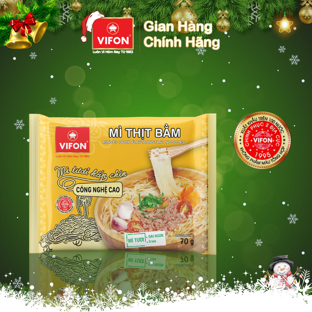 Thùng 30 Gói Mì Tươi VIFON vị Thịt Bằm (70gr/Gói)