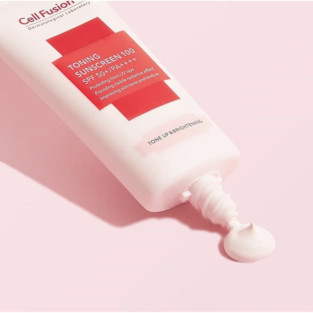 Bộ đôi kem chống nắng Cell Fusion C Toning Sunscreen 100 SPF50+/ PA ++++ Nâng Tông Sáng Hồng