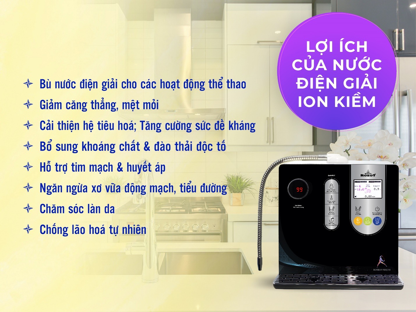 Máy Lọc Nước Điện Giải Nóng Thông Minh ROBOT ionSmart 38 - Hàng chính hãng