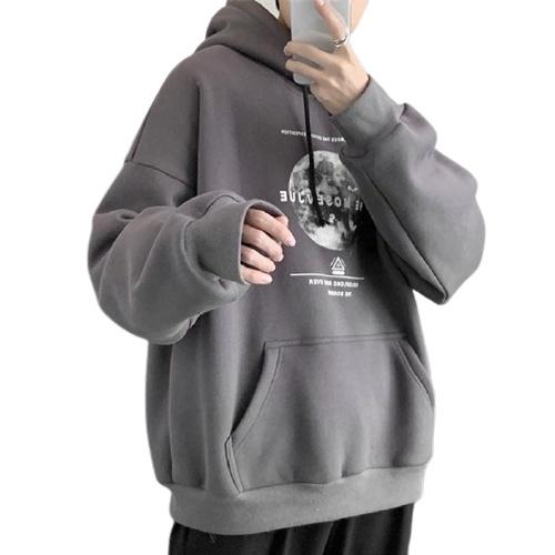 Áo Hoodie nam from rộng chất liệu cao cấp in hình mặt trăng phong cách Harajicu