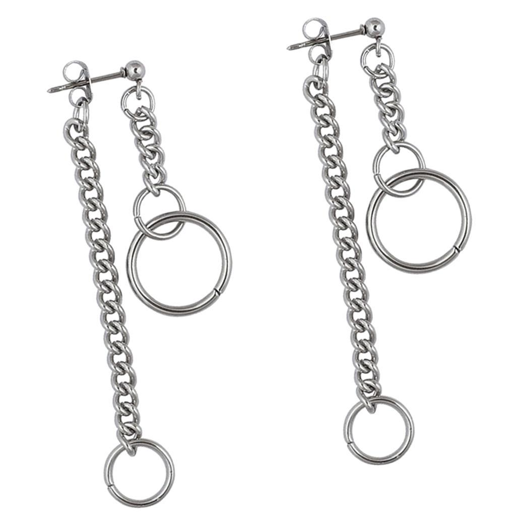 1 Pair Long Chain Tassel Hoop Drop Dangle Color Ear Stud Earrings