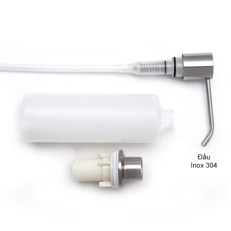 Bình đựng và xịt dầu rửa chén bát gắn chậu bếp, đầu xịt bằng inox 304