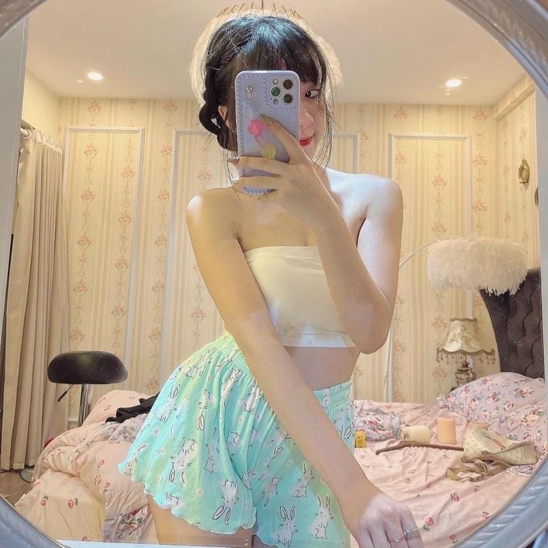 Quần đùi nữ thái họa tiết chân bèo chất thun mát - Quần sooc nữ mùa hè chất thun co giãn siêu rẻ