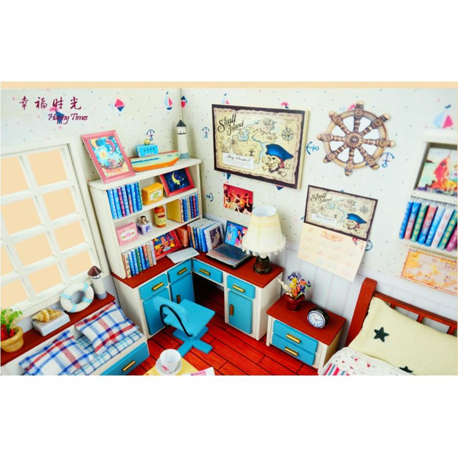 KHO-HN * Mô hình phòng ngủ nhà búp bê I-DIY HAPPY TIME với tông màu rực rỡ bắt mắt