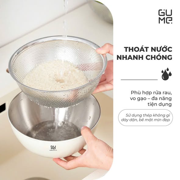 BỘ RỔ CHẬU INOX 304 GUME GM-DR0025 25CM hàng chính hãng
