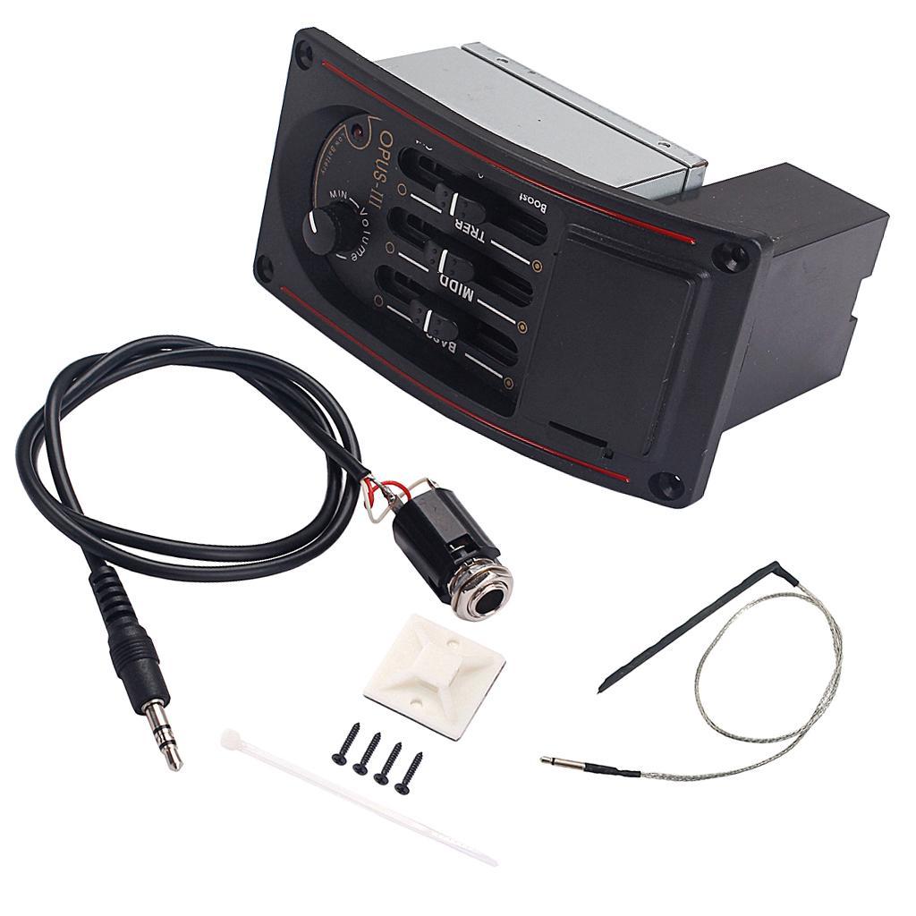 Acoustic Guitar 3 Bands Preamp Amplifier Equalizer EQ  Piezo with Pickup