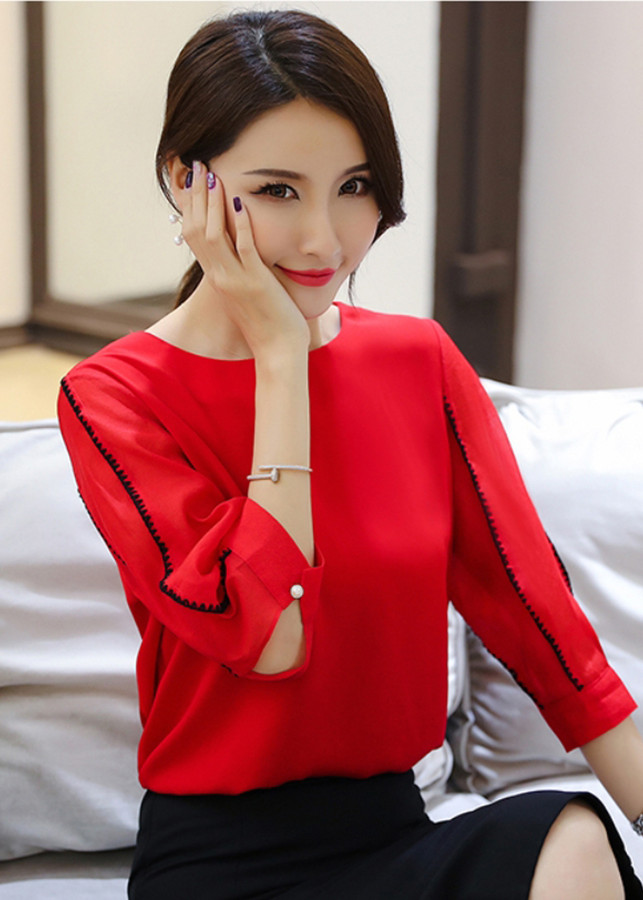Áo Kiểu Cổ Tròn Tay Viền Ren - SVTT483