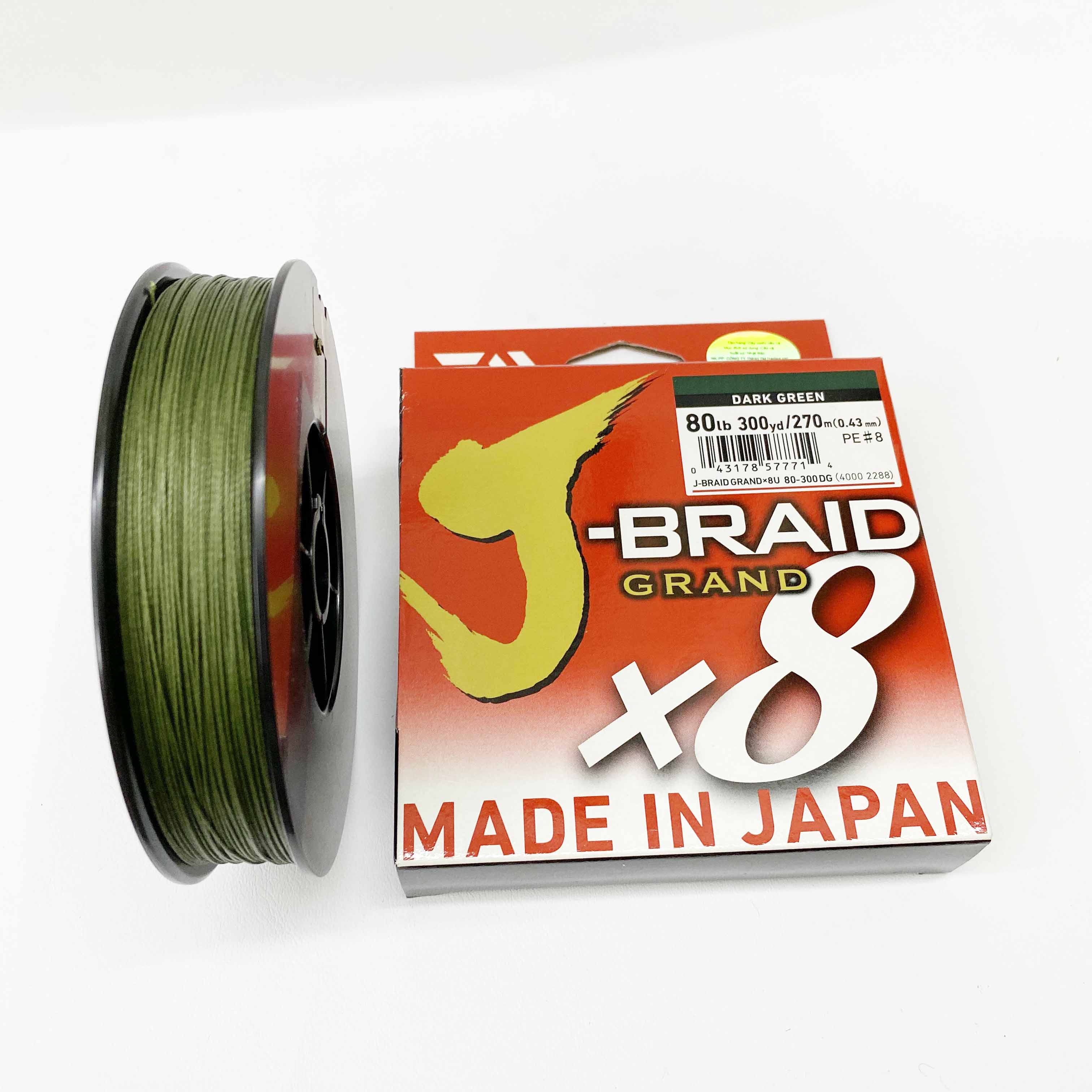 Dây câu cá siêu bền Daiwa JBraid X8 (Dark Green Cuộn 270m)