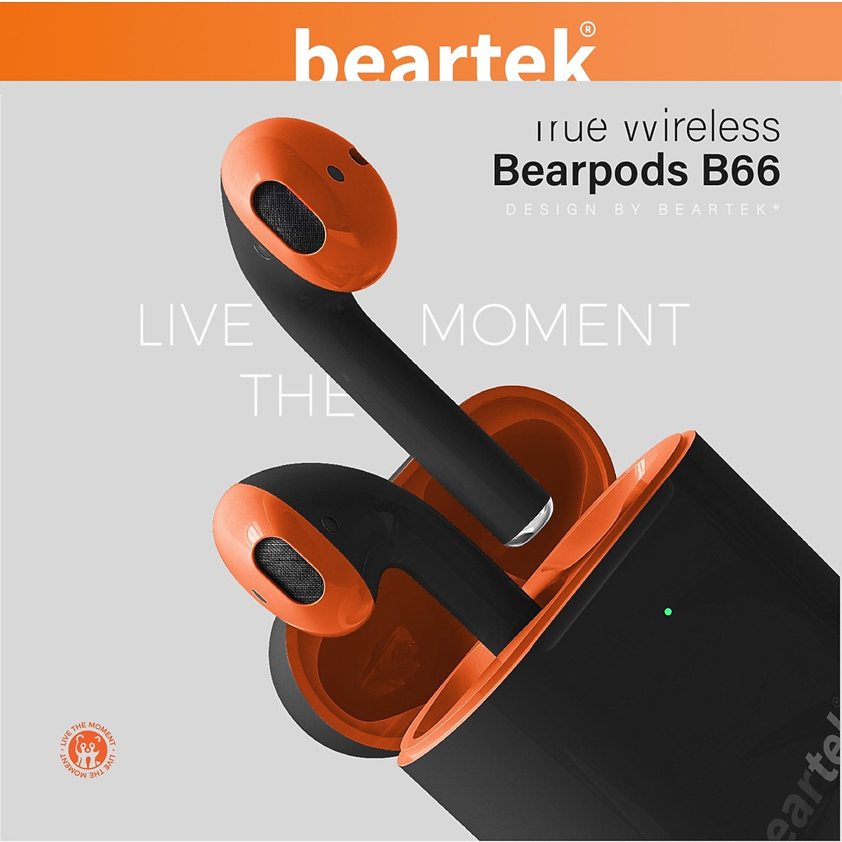 Tai nghe Bluetooth Beartek Bearpods B66 True Wireless cao cấp, có định vị, đổi tên, chạm cảm ứng, cửa sổ kết nối - Hàng chính hãng